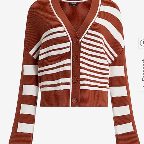 Striped Brown and White Women's Sweater - Picture 1 of 4